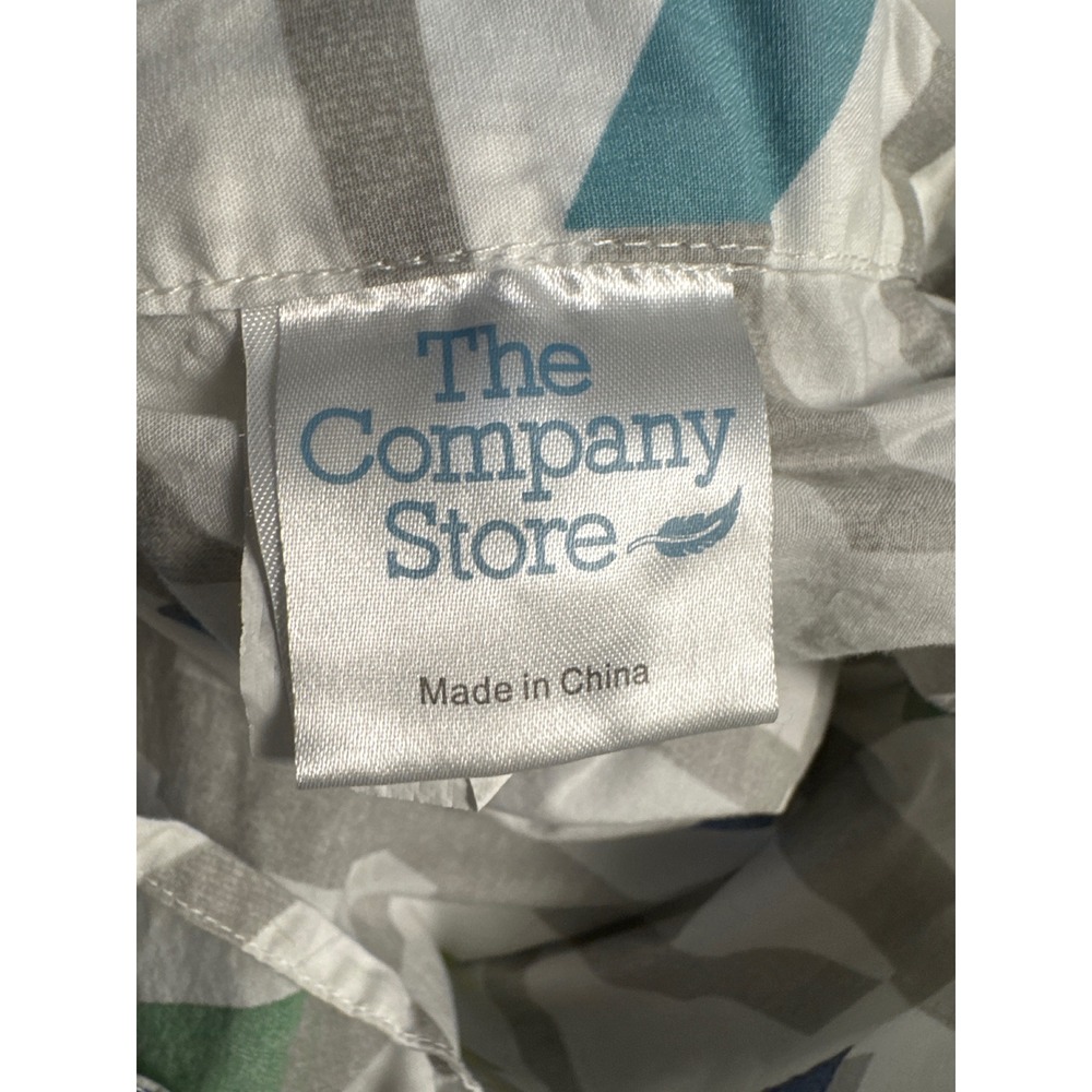 The Company Store Duvet Cover King White Blue Green Geometric Contemporary - Picture 5 of 8